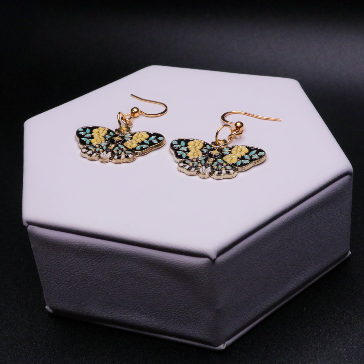 Marigold Garden Moth Earrings