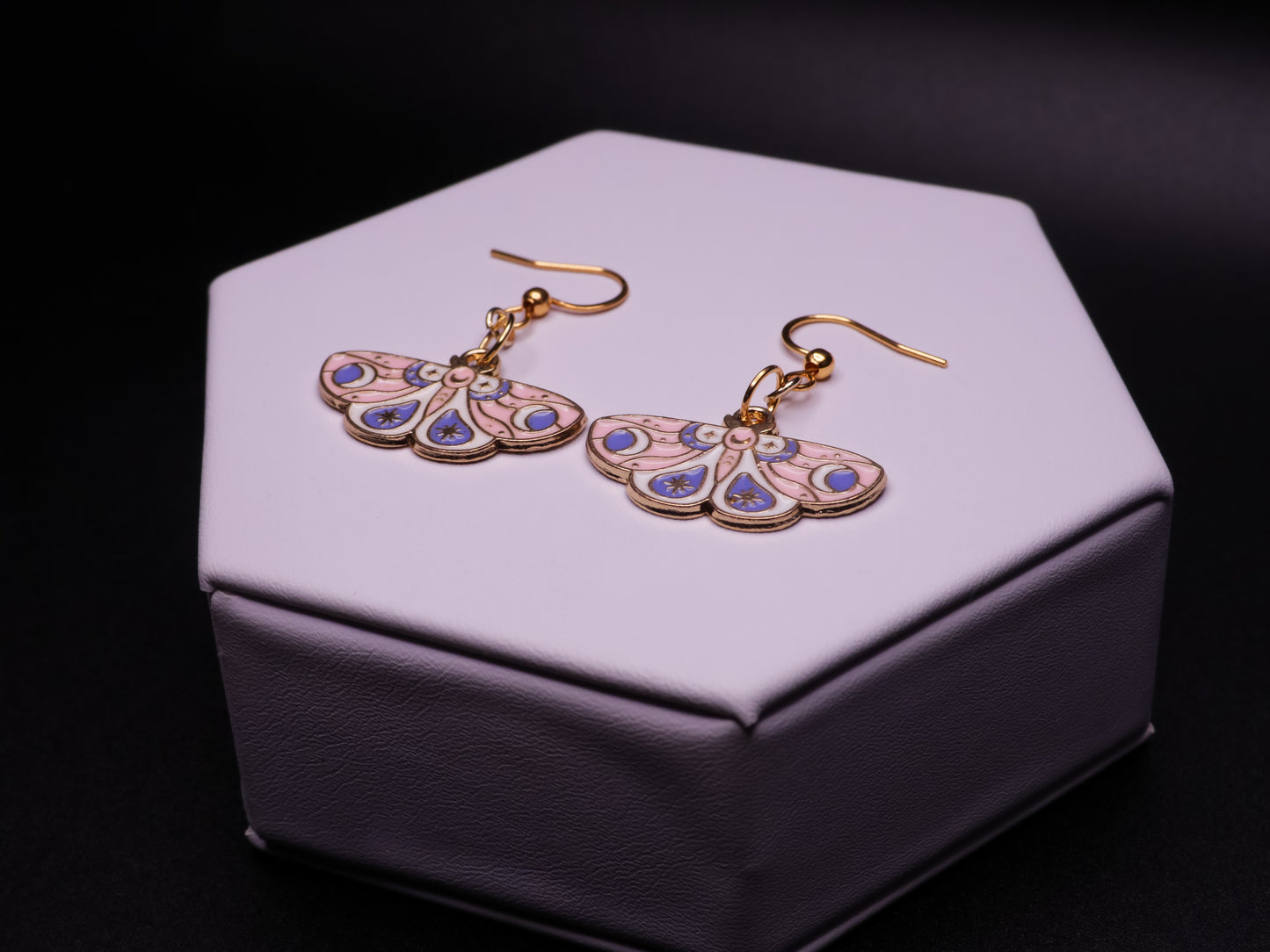 Blush Star Moth Earrings
