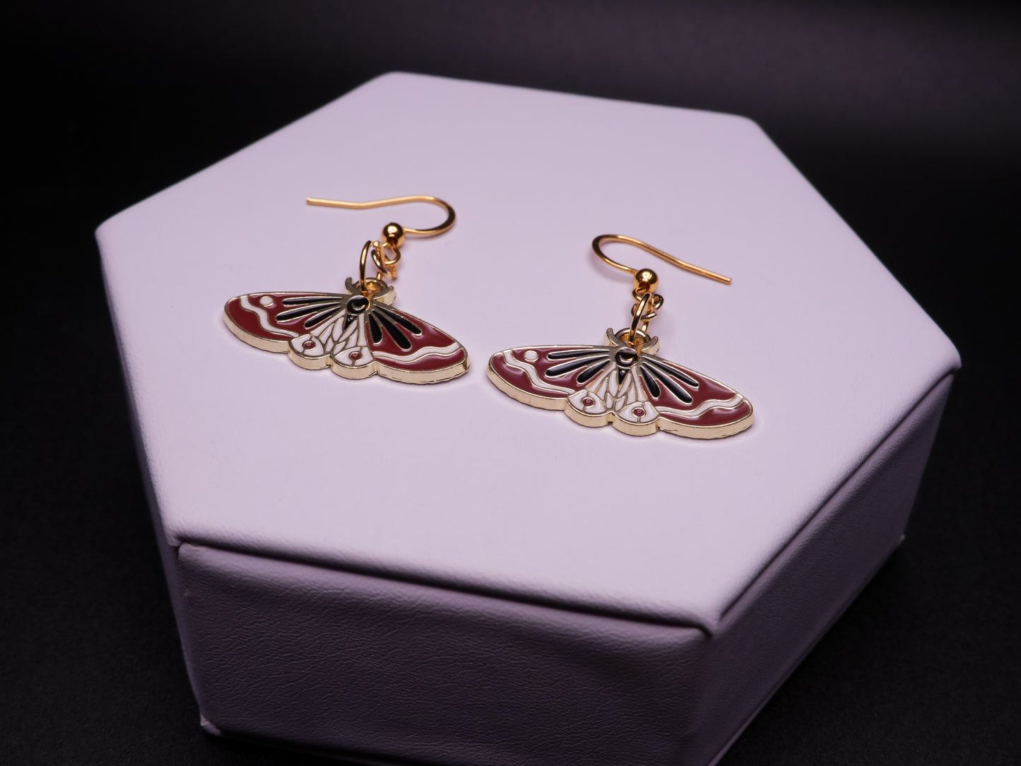 Crimson Wave Moth Earrings