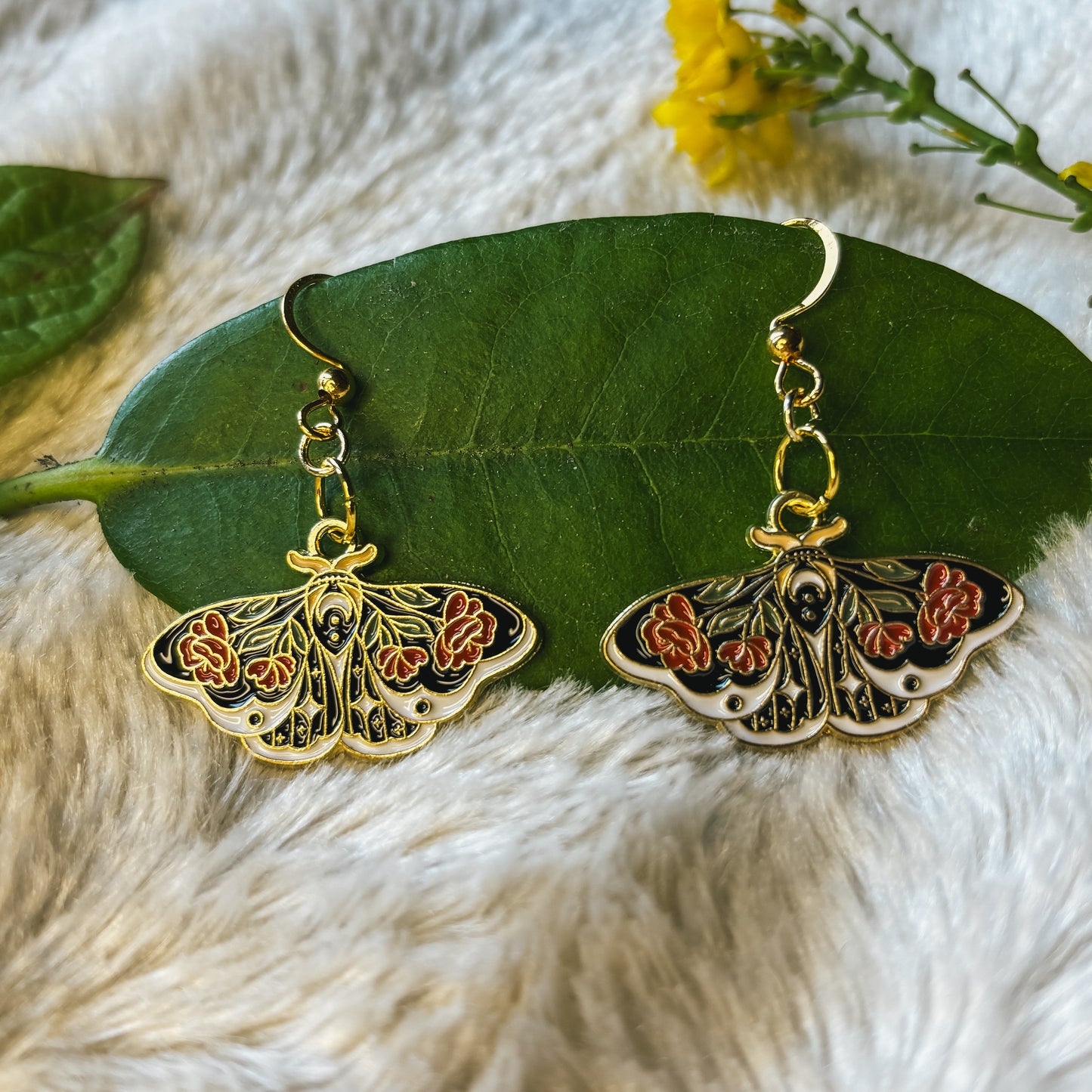 Night Rose Moth Earrings