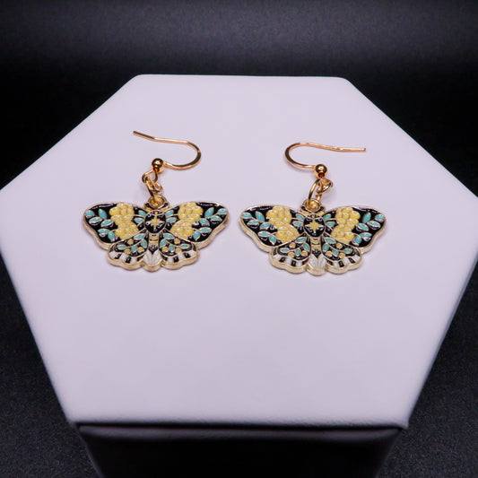 Marigold Garden Moth Earrings