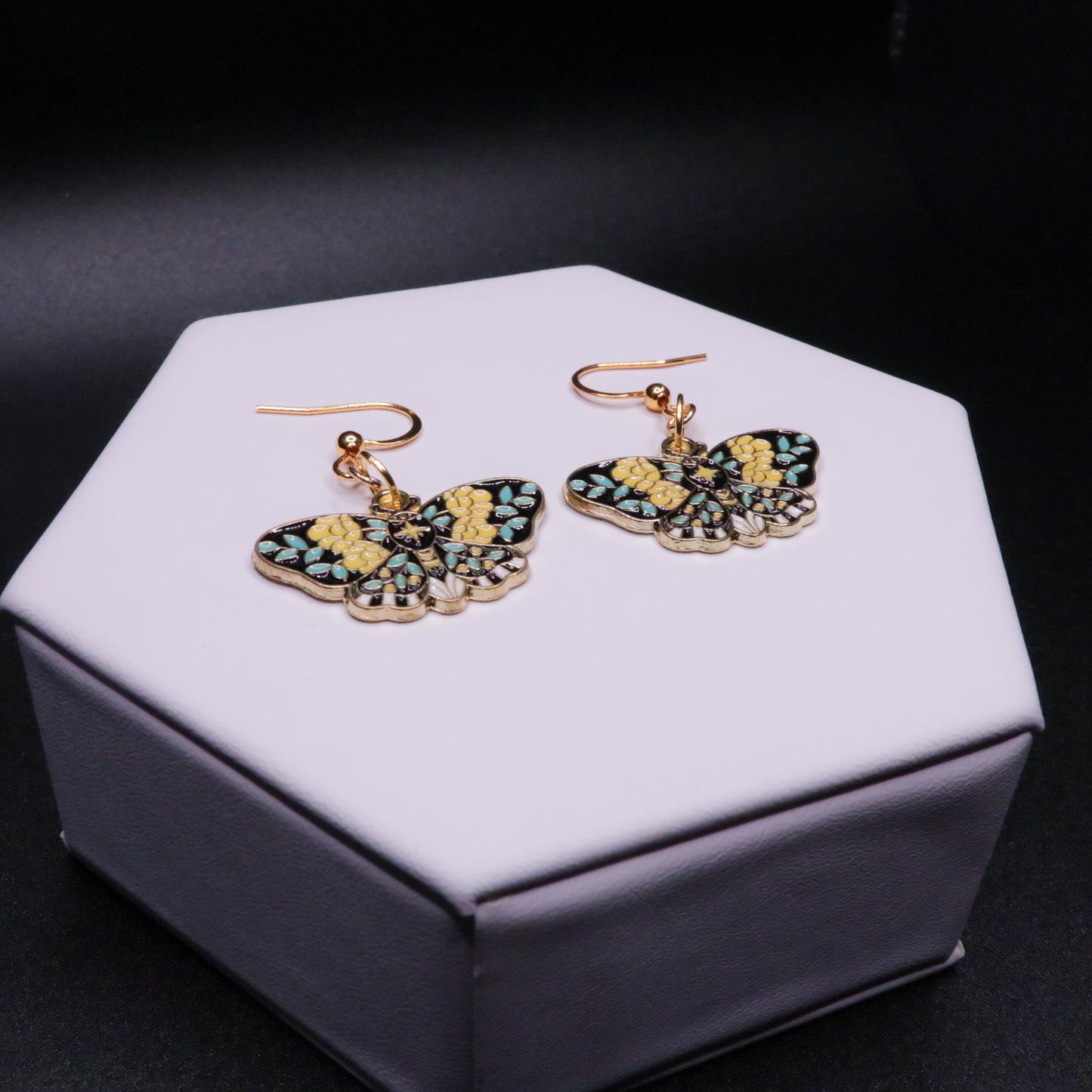 Marigold Garden Moth Earrings