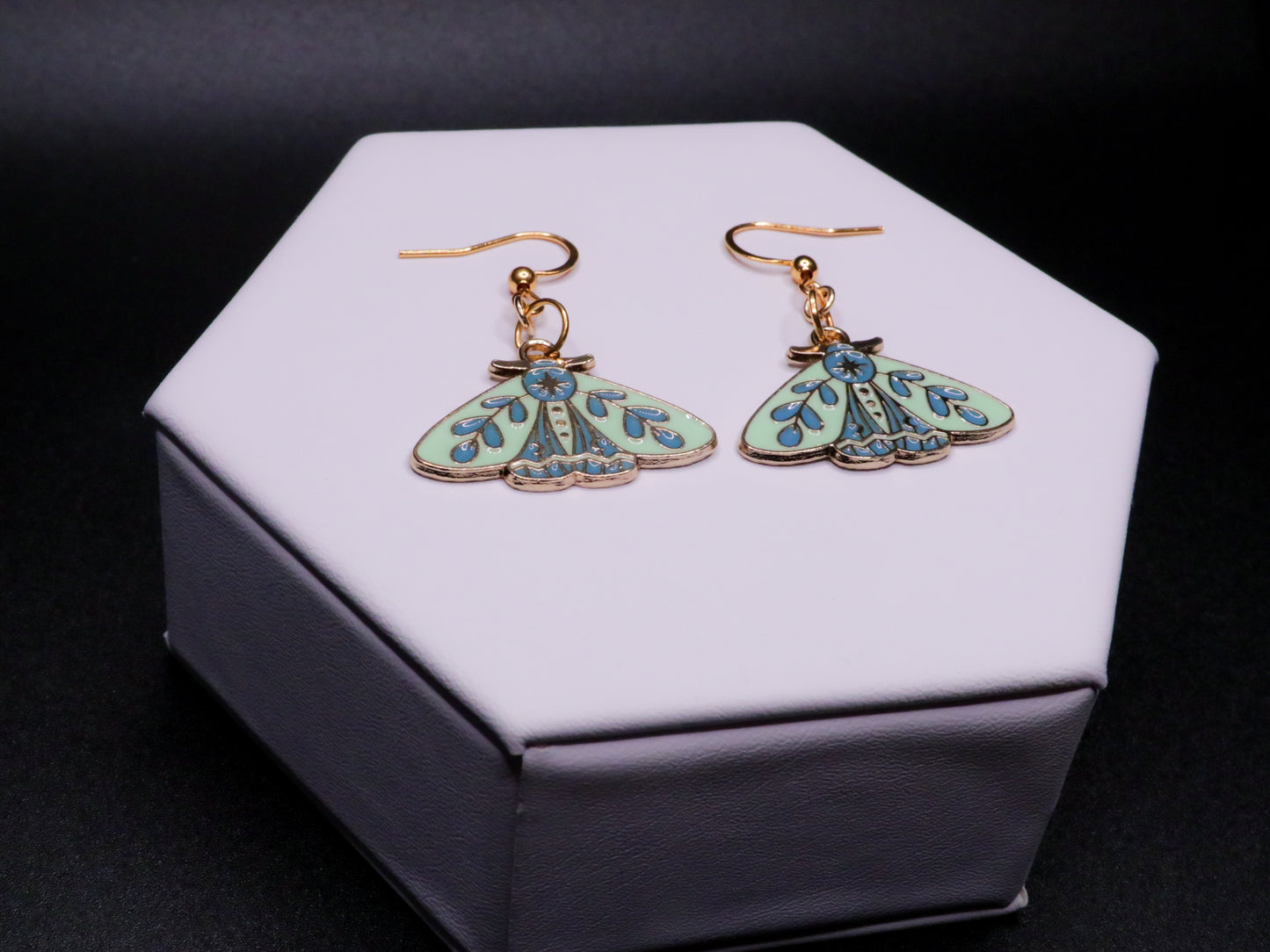 Mint Star Moth Earrings