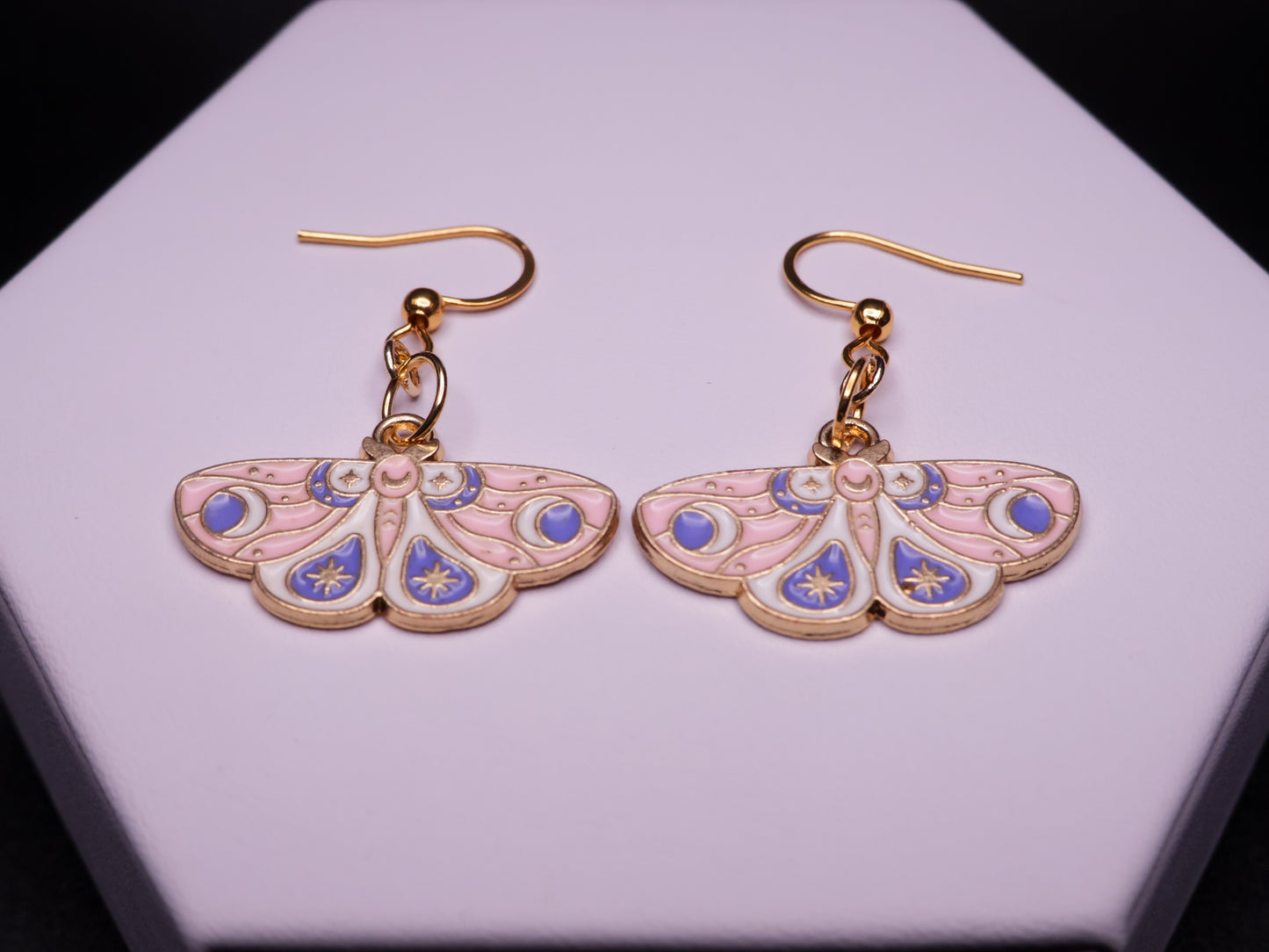 Blush Star Moth Earrings