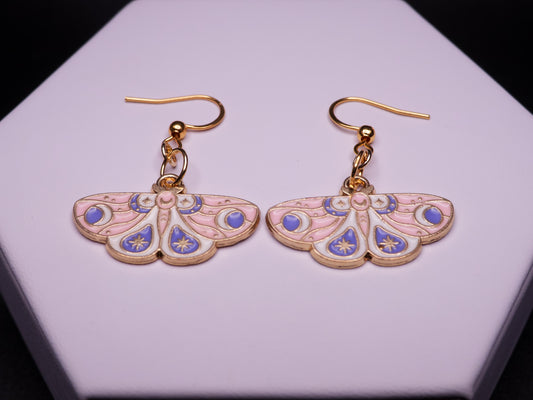 Blush Star Moth Earrings