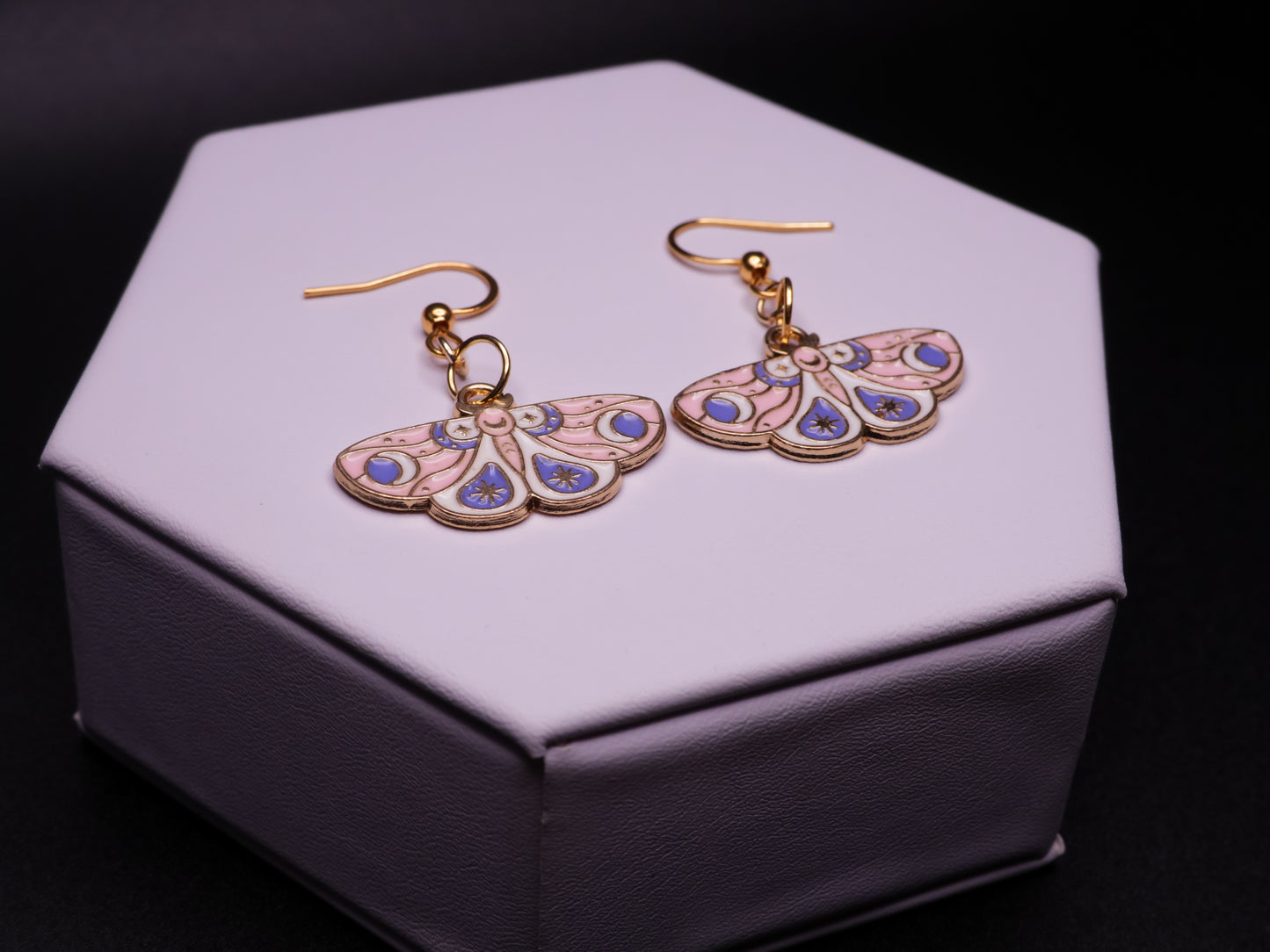 Blush Star Moth Earrings