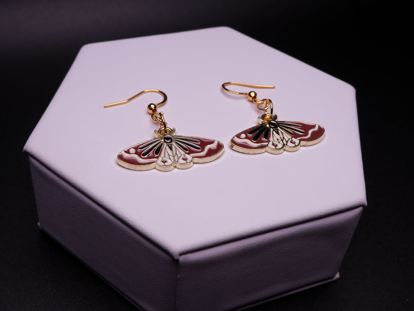 Crimson Wave Moth Earrings