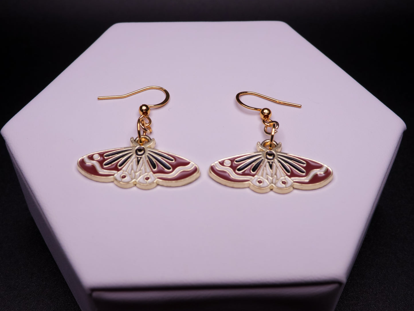 Crimson Wave Moth Earrings
