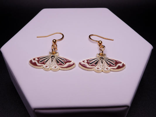 Crimson Wave Moth Earrings