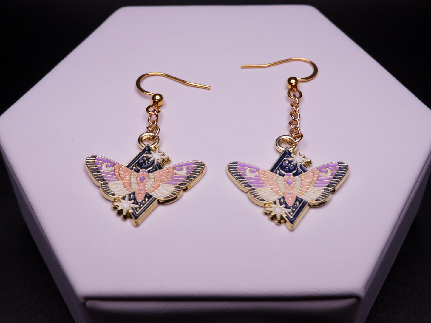 Starry Sky Moth Earrings
