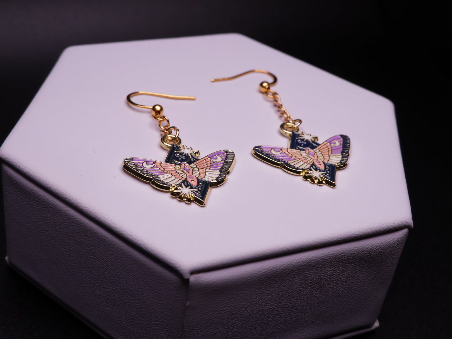 Starry Sky Moth Earrings