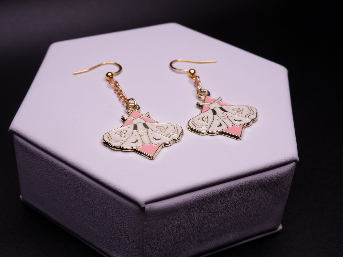Rose Quartz Moth Earrings