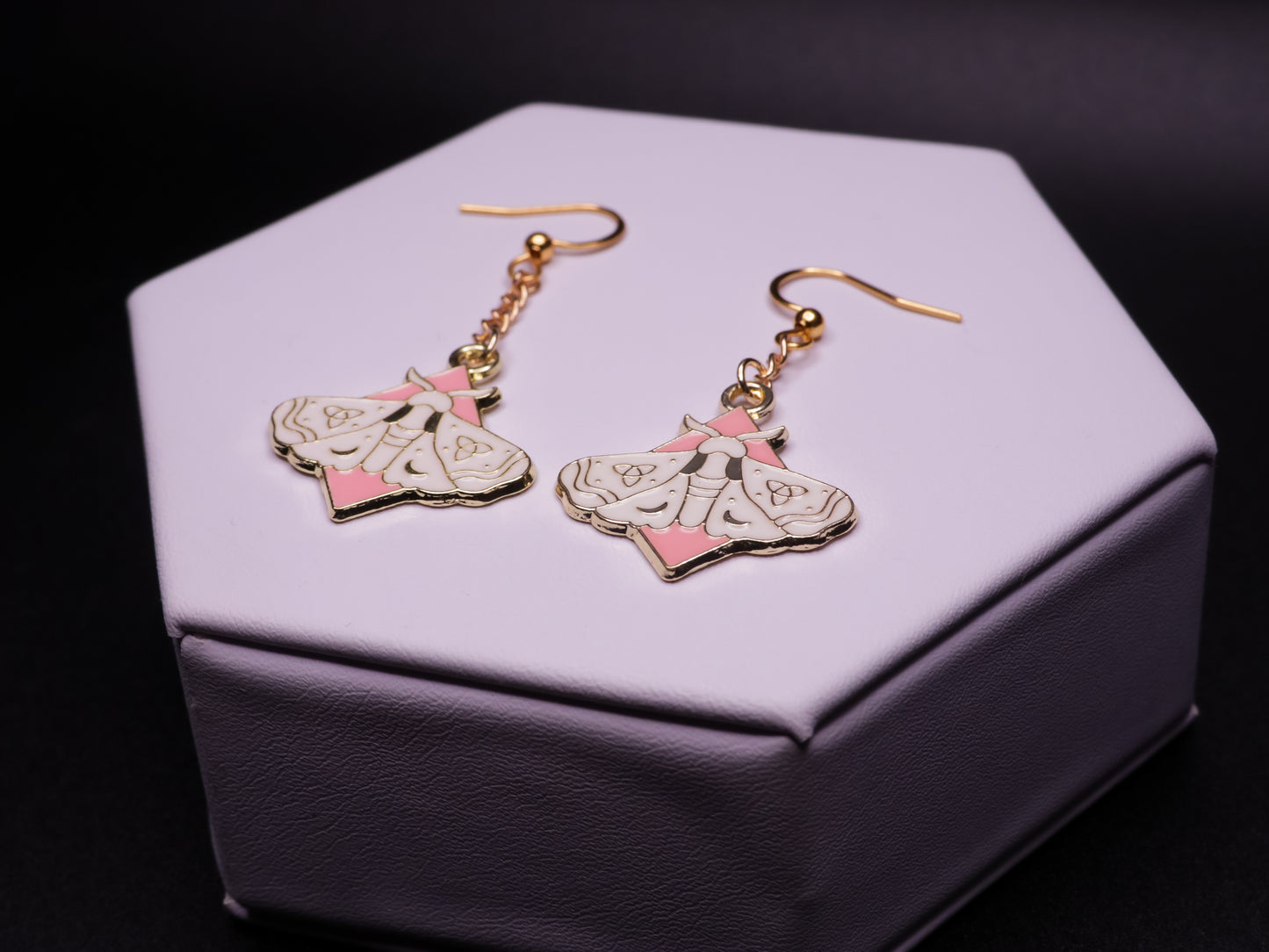 Rose Quartz Moth Earrings