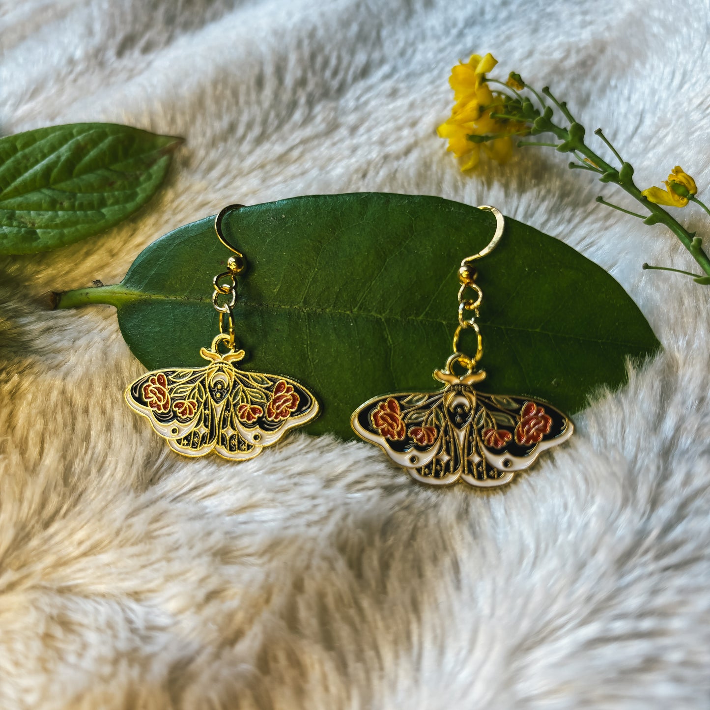 Night Rose Moth Earrings