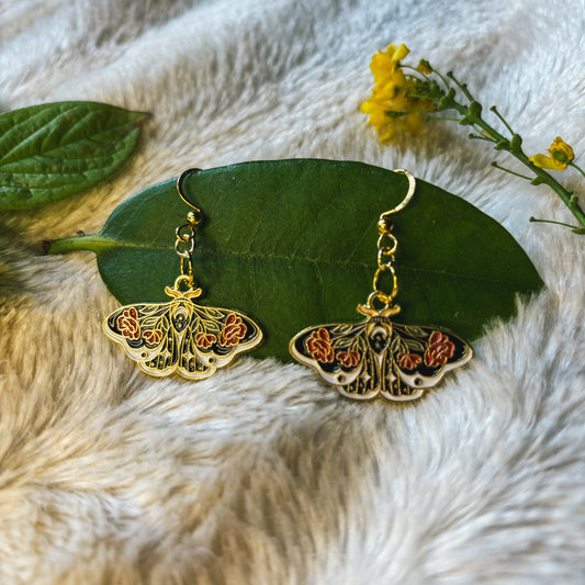 Night Rose Moth Earrings