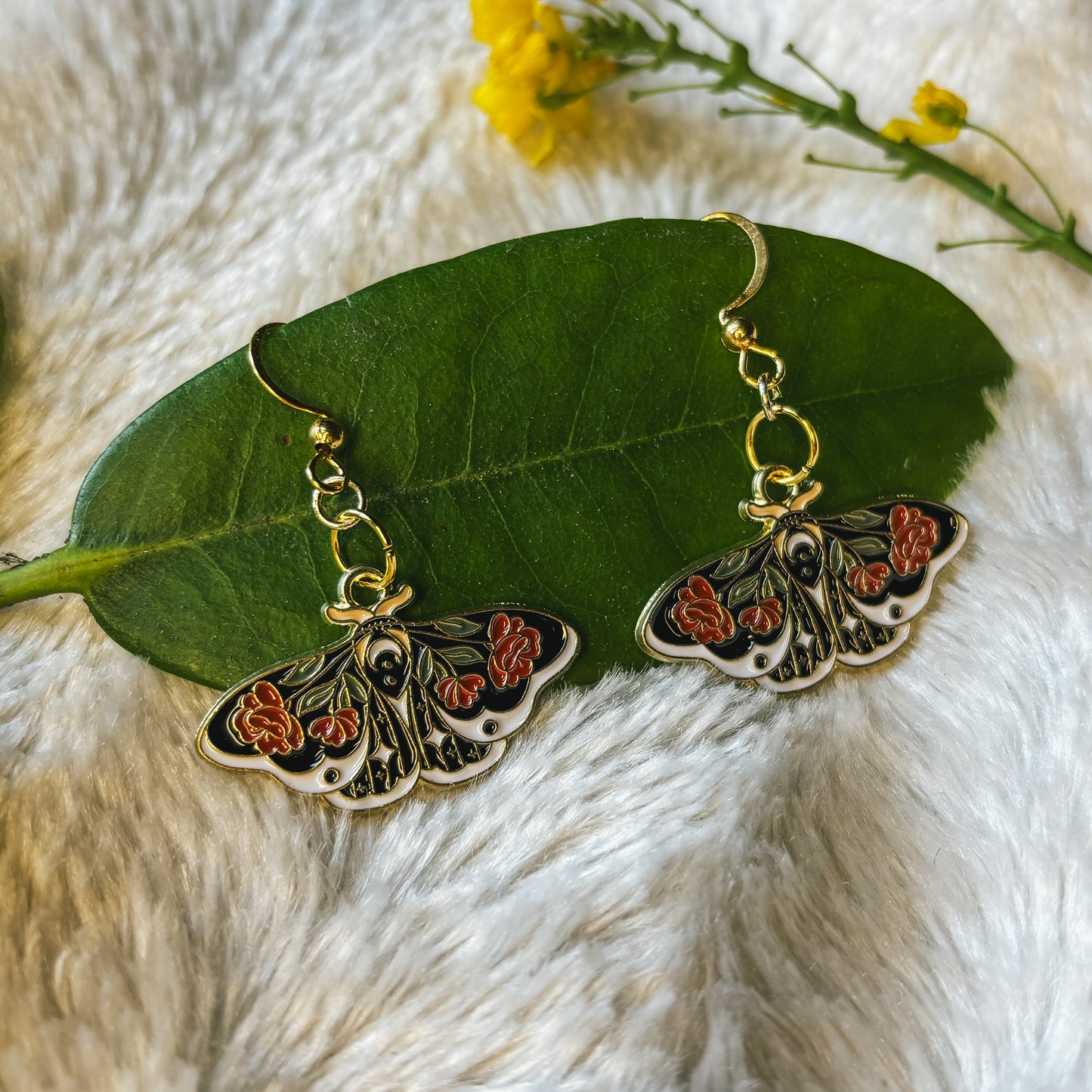 Night Rose Moth Earrings